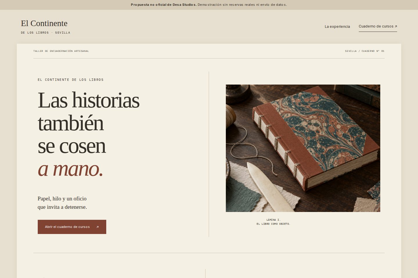 Vista del diseño de El Continente de los Libros
