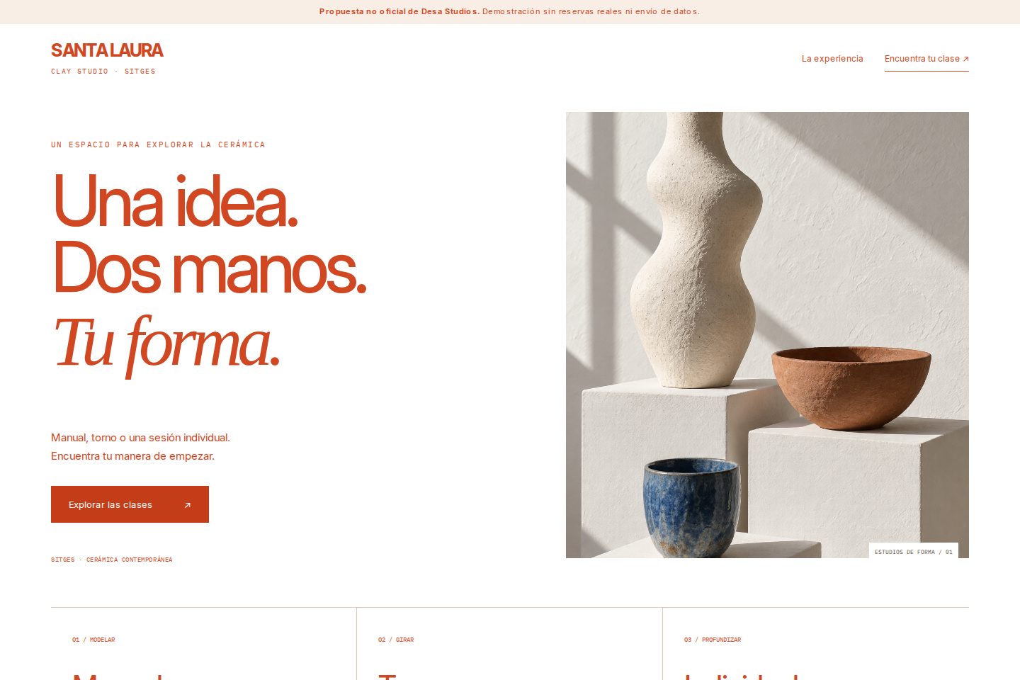 Vista del diseño de Santa Laura Clay Studio